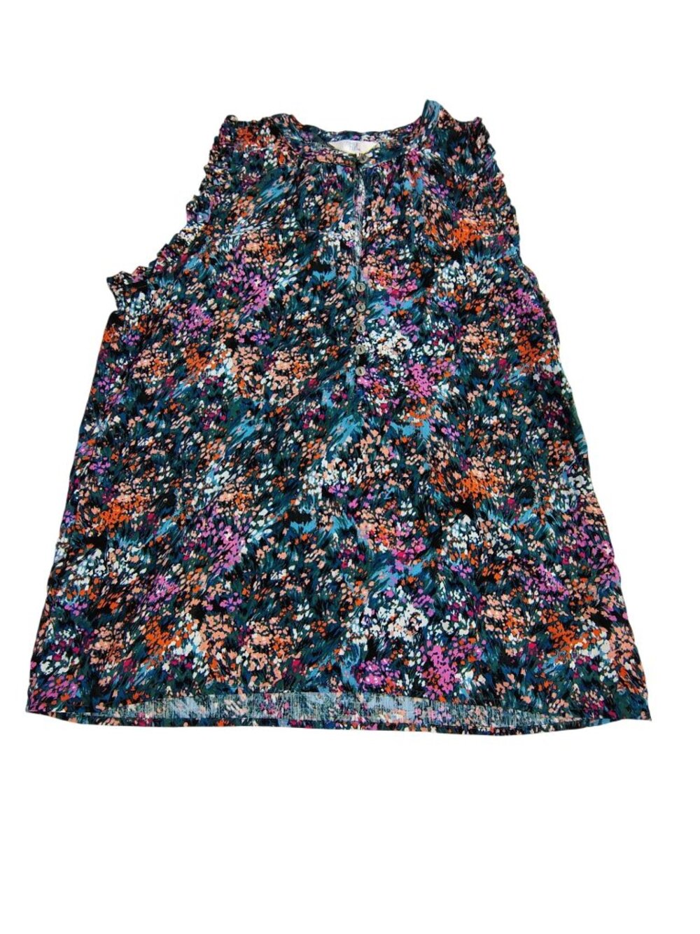 Time And Tru Womens Medium Floral Sleeveless Button-Front Top Size M Lightweight
